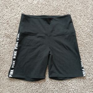 PINK Victoria's Secret Black Biker Shorts Medium |  White Logo